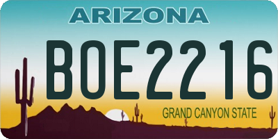 AZ license plate BOE2216