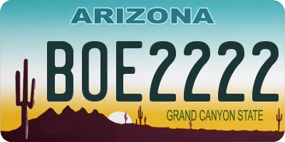 AZ license plate BOE2222