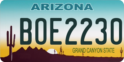 AZ license plate BOE2230