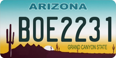 AZ license plate BOE2231