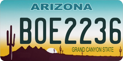 AZ license plate BOE2236