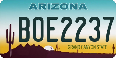 AZ license plate BOE2237