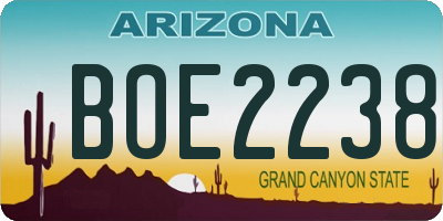 AZ license plate BOE2238