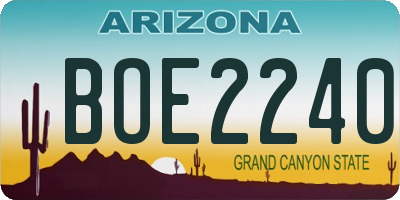 AZ license plate BOE2240