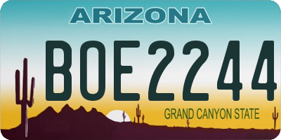 AZ license plate BOE2244