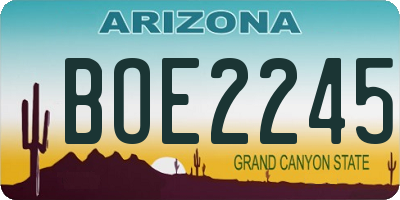 AZ license plate BOE2245