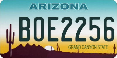 AZ license plate BOE2256