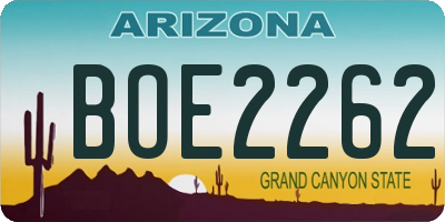 AZ license plate BOE2262