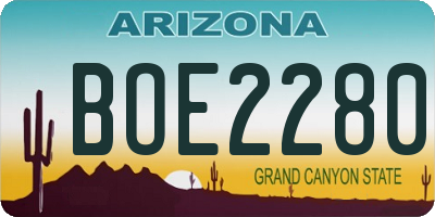 AZ license plate BOE2280