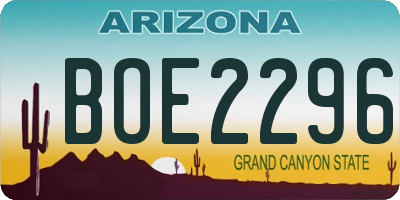 AZ license plate BOE2296