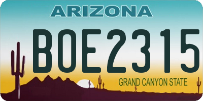 AZ license plate BOE2315