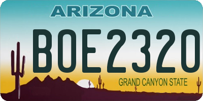 AZ license plate BOE2320