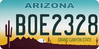 AZ license plate BOE2328