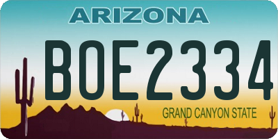 AZ license plate BOE2334
