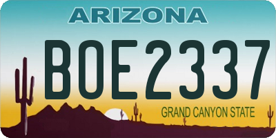 AZ license plate BOE2337