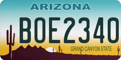 AZ license plate BOE2340