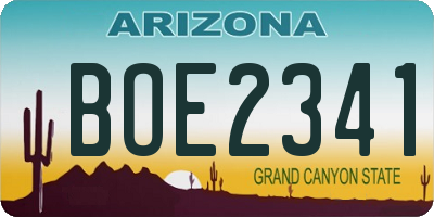 AZ license plate BOE2341