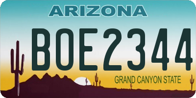 AZ license plate BOE2344