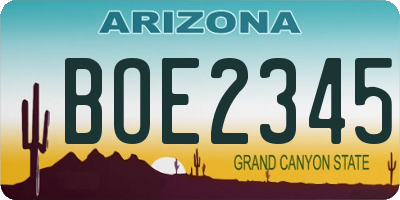 AZ license plate BOE2345