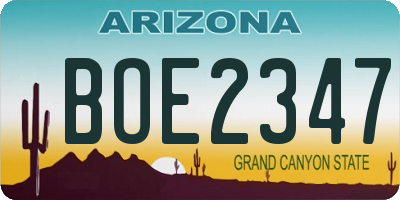 AZ license plate BOE2347