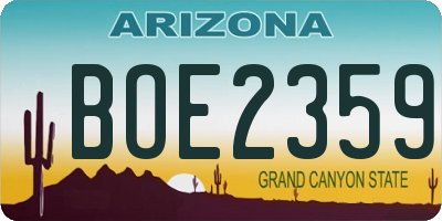 AZ license plate BOE2359