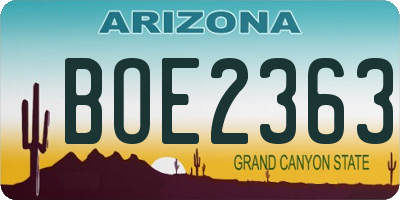 AZ license plate BOE2363