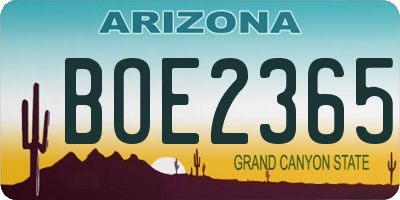 AZ license plate BOE2365