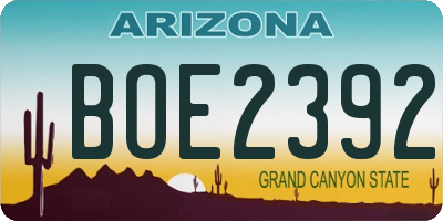 AZ license plate BOE2392