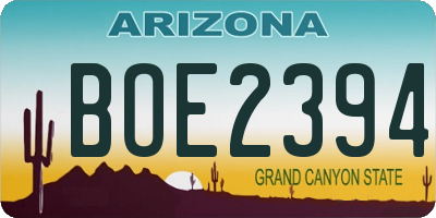 AZ license plate BOE2394