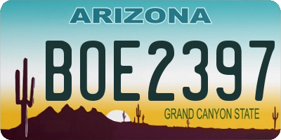 AZ license plate BOE2397