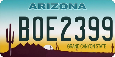 AZ license plate BOE2399