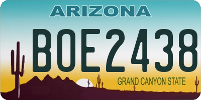 AZ license plate BOE2438