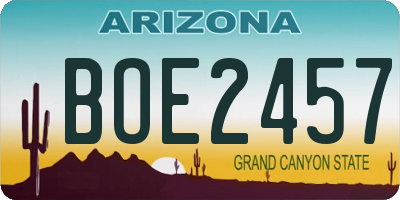 AZ license plate BOE2457