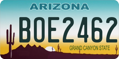 AZ license plate BOE2462