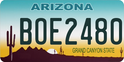 AZ license plate BOE2480
