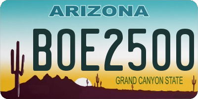 AZ license plate BOE2500