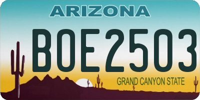AZ license plate BOE2503
