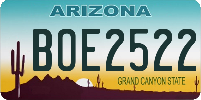 AZ license plate BOE2522