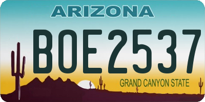 AZ license plate BOE2537