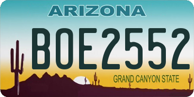 AZ license plate BOE2552