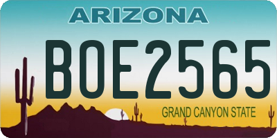 AZ license plate BOE2565