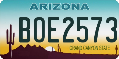 AZ license plate BOE2573