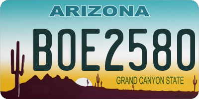 AZ license plate BOE2580