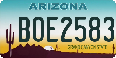 AZ license plate BOE2583
