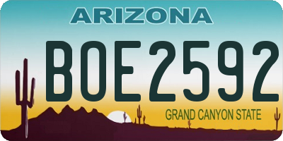 AZ license plate BOE2592