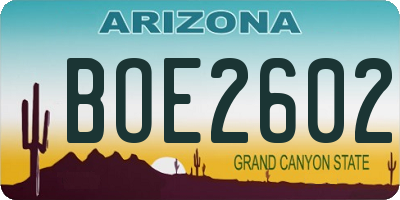 AZ license plate BOE2602