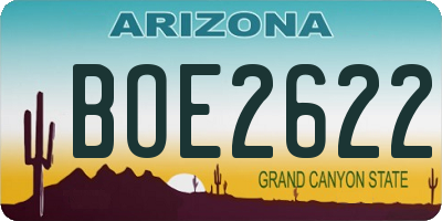 AZ license plate BOE2622