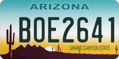 AZ license plate BOE2641