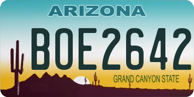 AZ license plate BOE2642