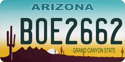 AZ license plate BOE2662